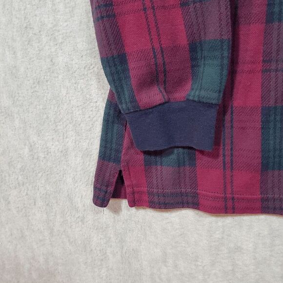 Land End Shirt Mens XL Red Rugby Plaid Polo Golf Performance Slit Vintage - Picture 6 of 8